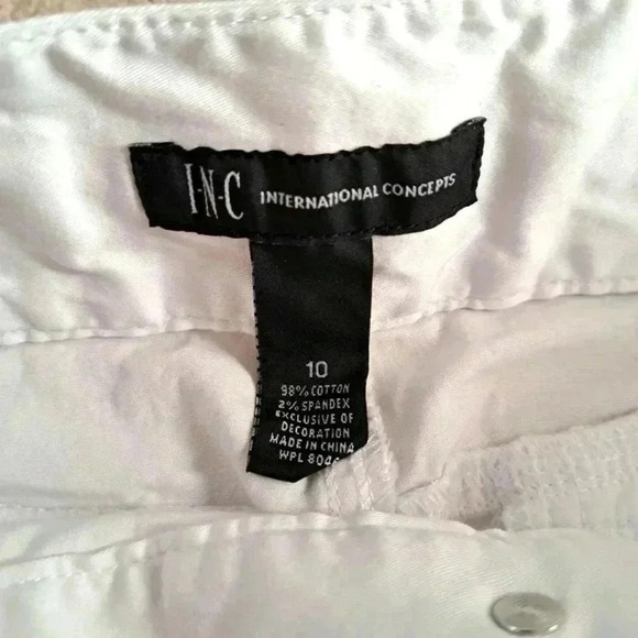 INC International Concepts White Size 10 Cargo Pants  Embroidered Adjustable - Picture 7 of 13